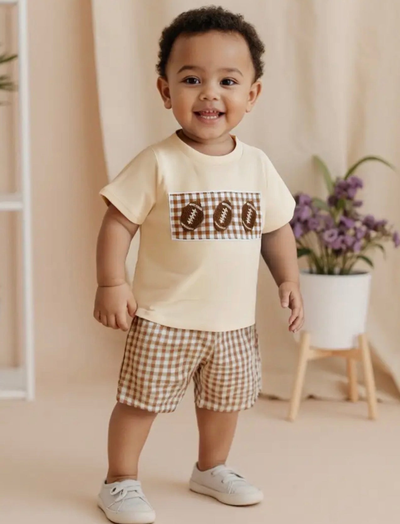 Plaid Football T-shirt + Shorts