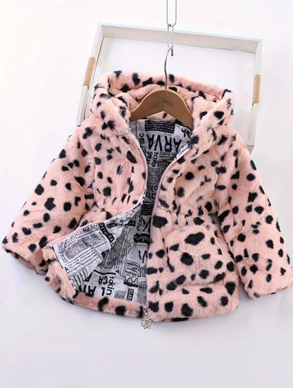 Pink Polka Faux Fur Jacket