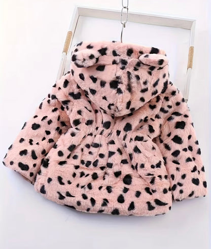 Pink Polka Faux Fur Jacket