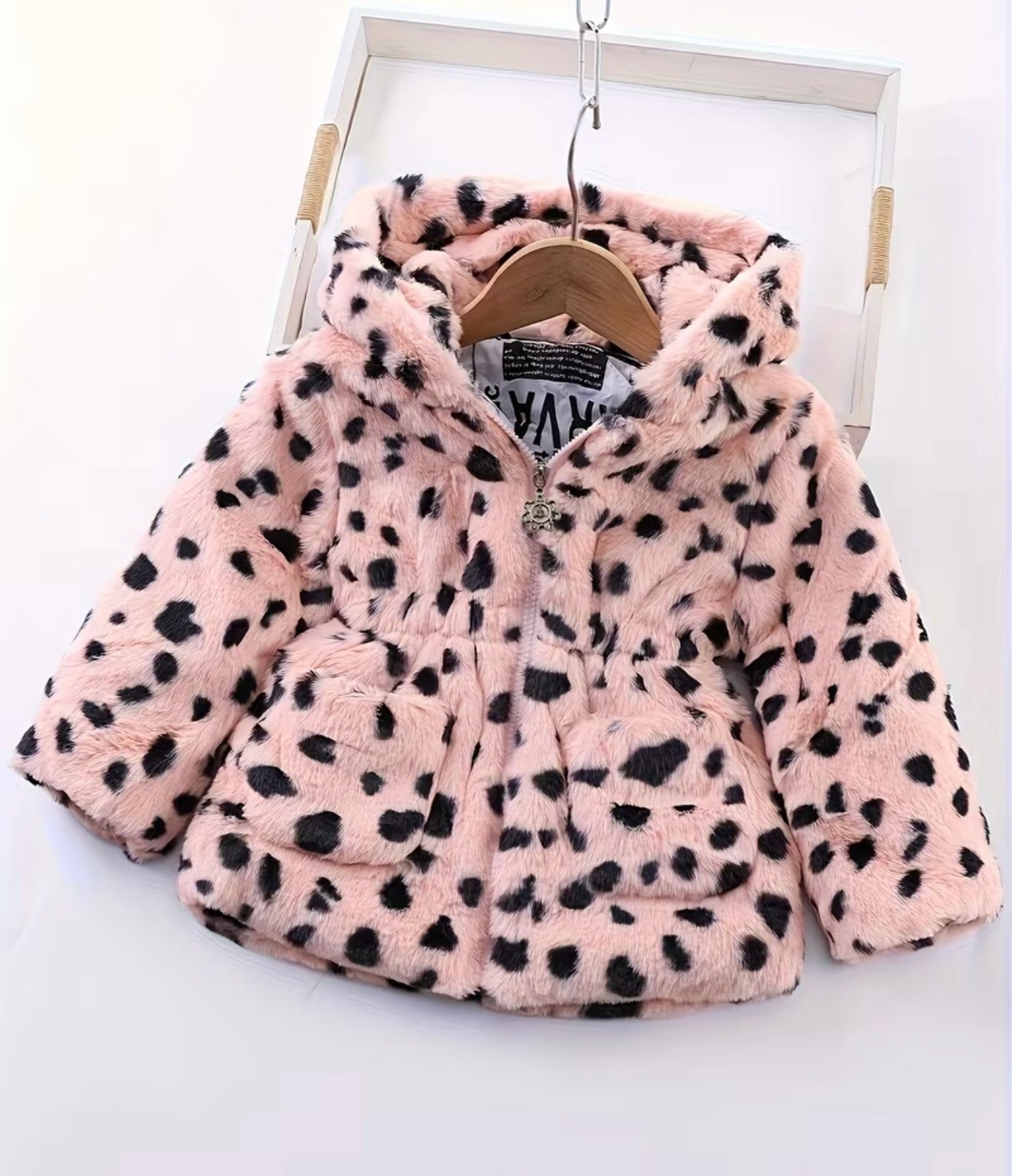 Pink Polka Faux Fur Jacket