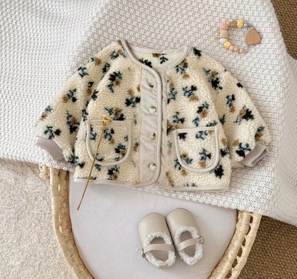 Neutral Floral Wool Button Up