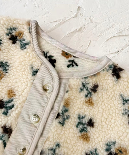 Neutral Floral Wool Button Up