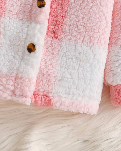 Pink and Plaid Sherpa Jacket