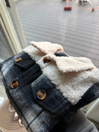Navy Blue Plaid Coat