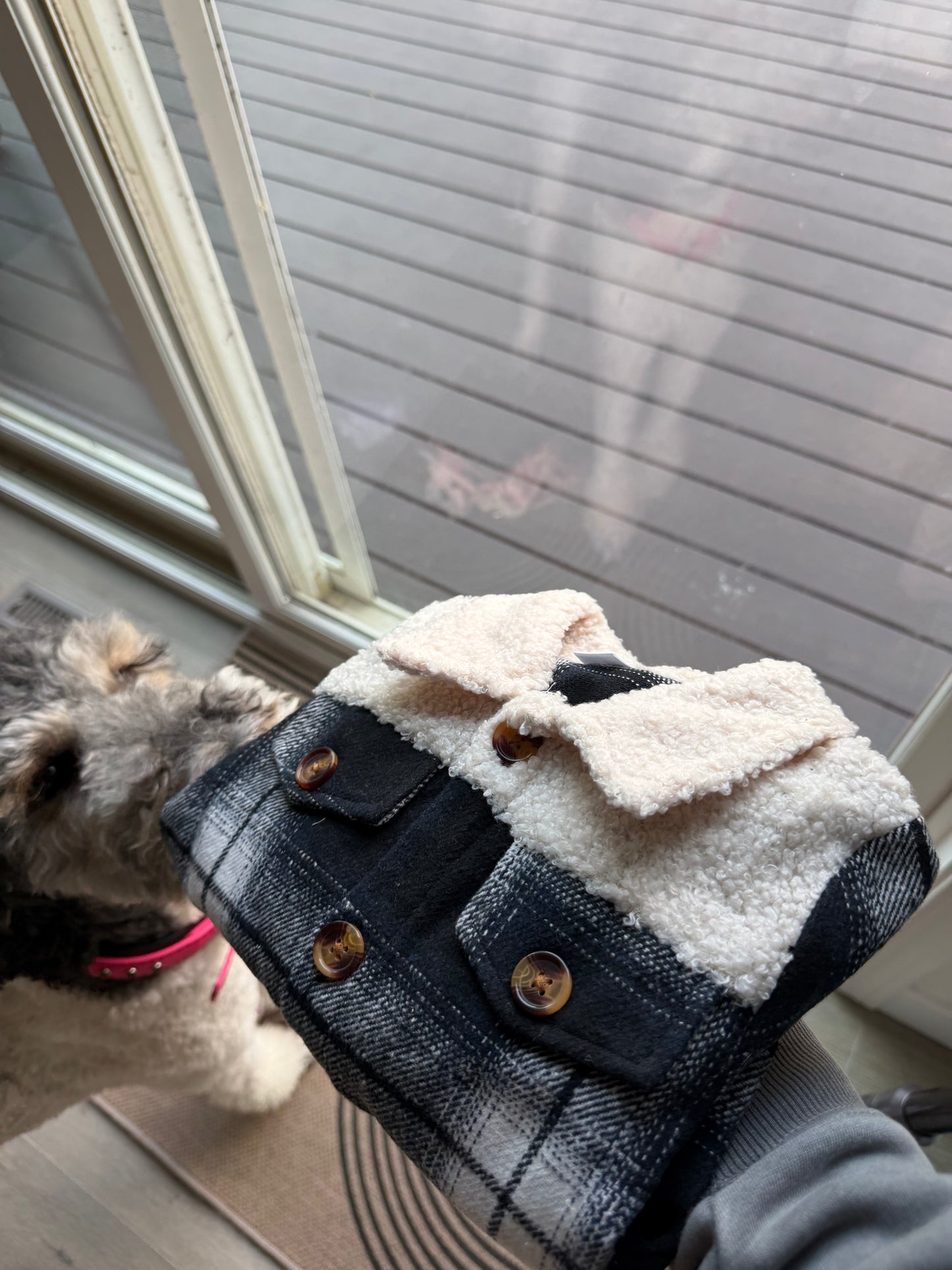 Navy Blue Plaid Coat