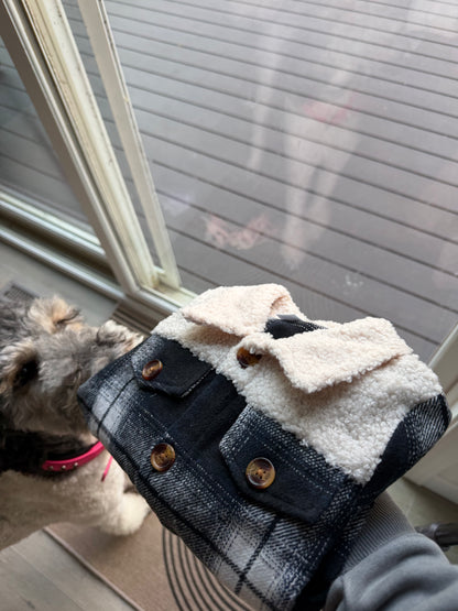 Navy Blue Plaid Coat