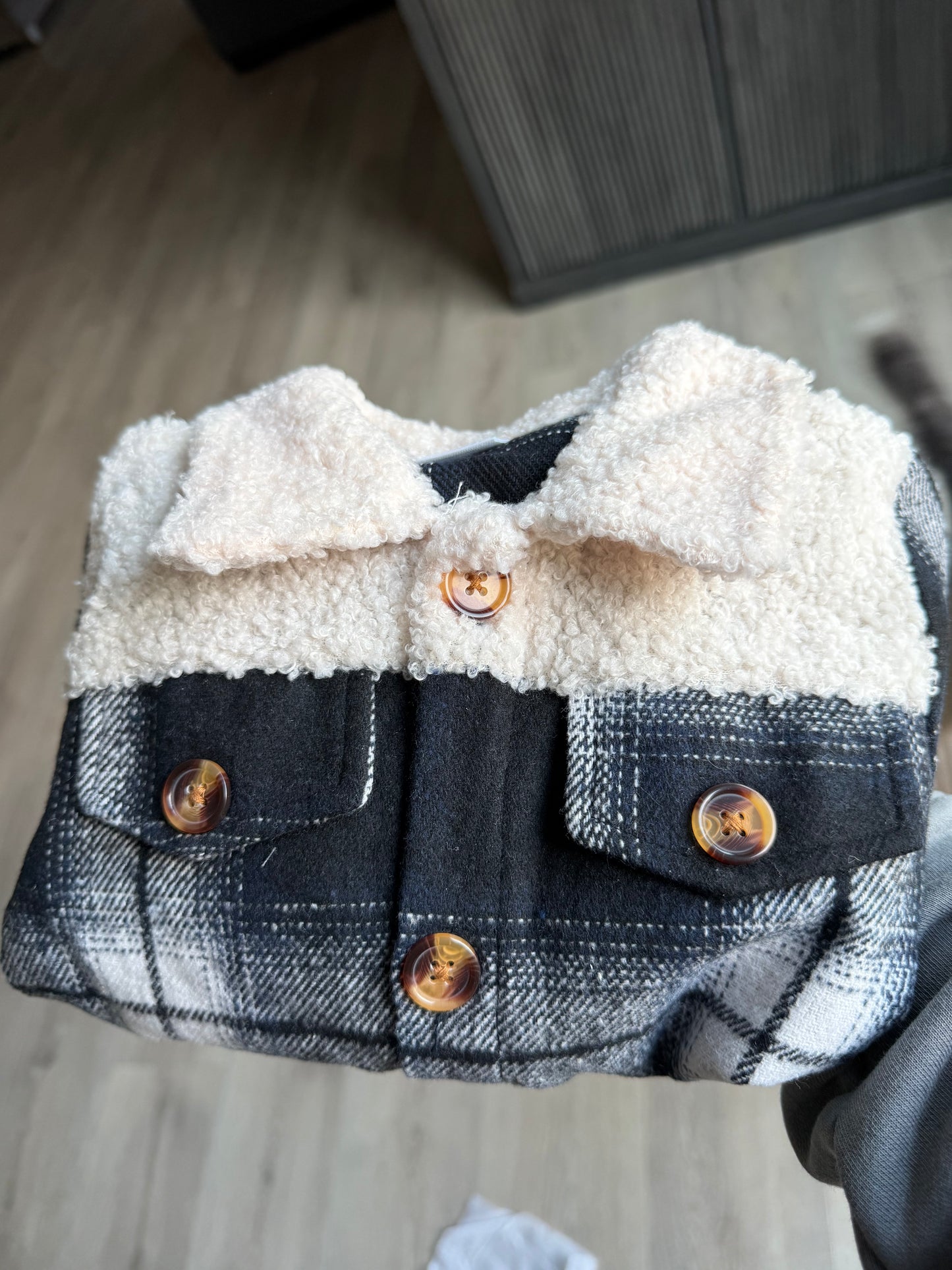 Navy Blue Plaid Coat