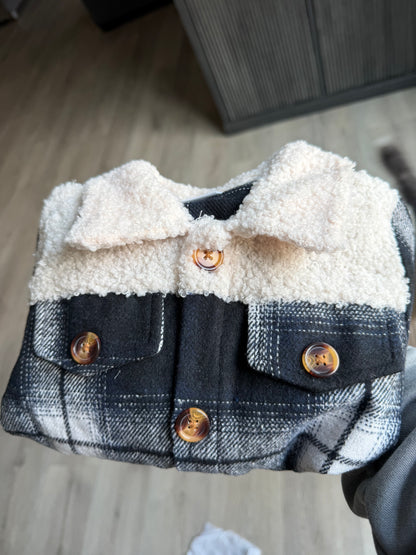Navy Blue Plaid Coat