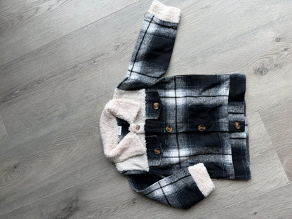 Navy Blue Plaid Coat