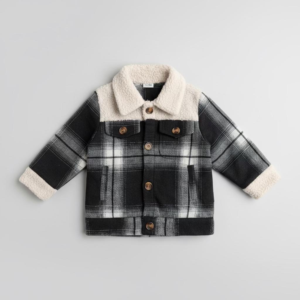 Navy Blue Plaid Coat