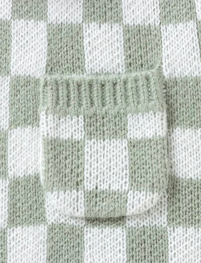 Knit Checkerboard Overalls