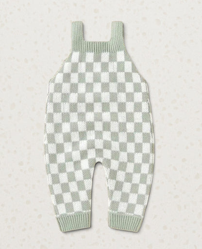 Knit Checkerboard Overalls