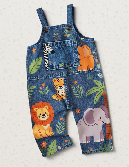 Zoo Animal Printed Overalls
