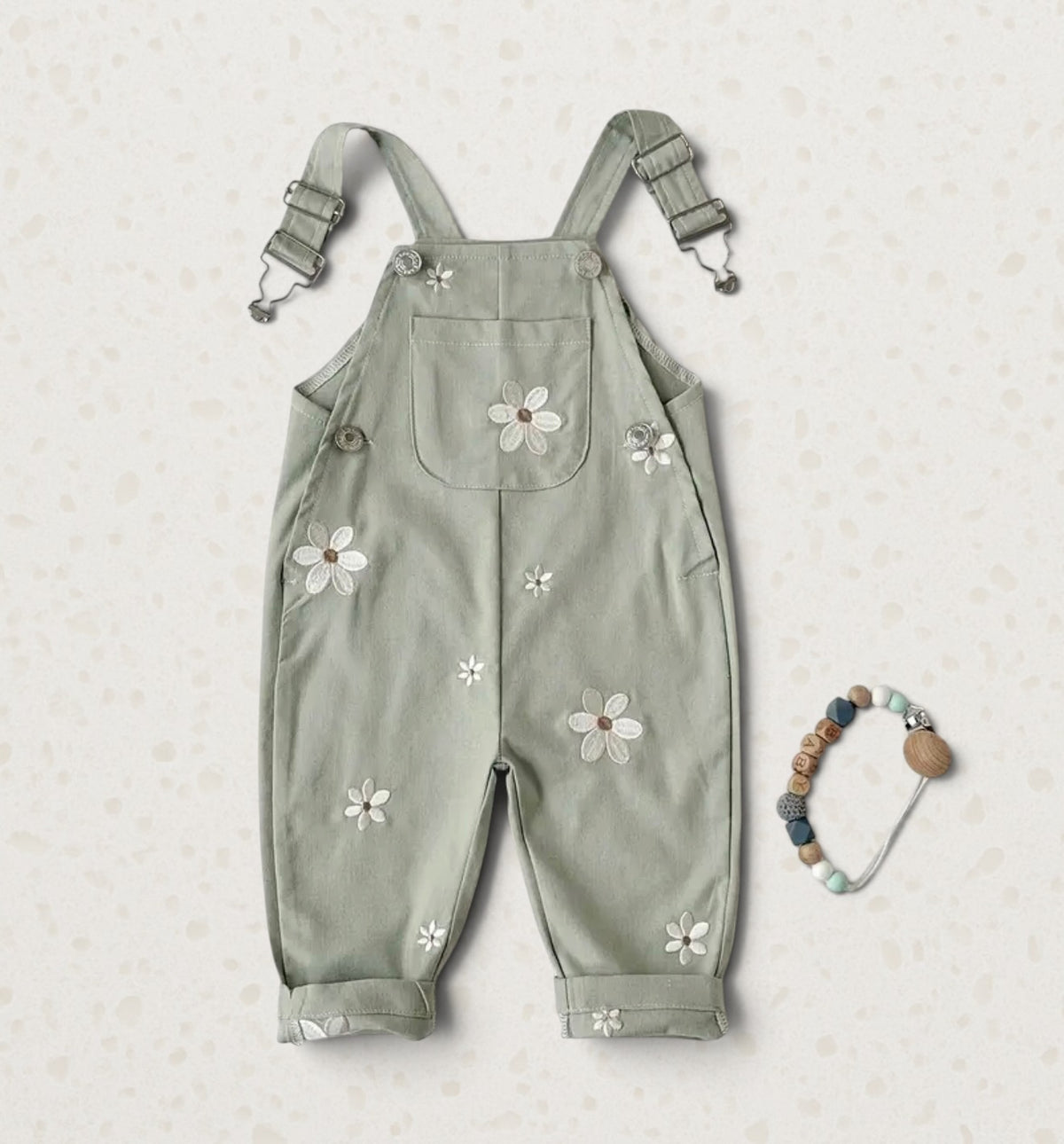 Pastel Embroidered Overalls
