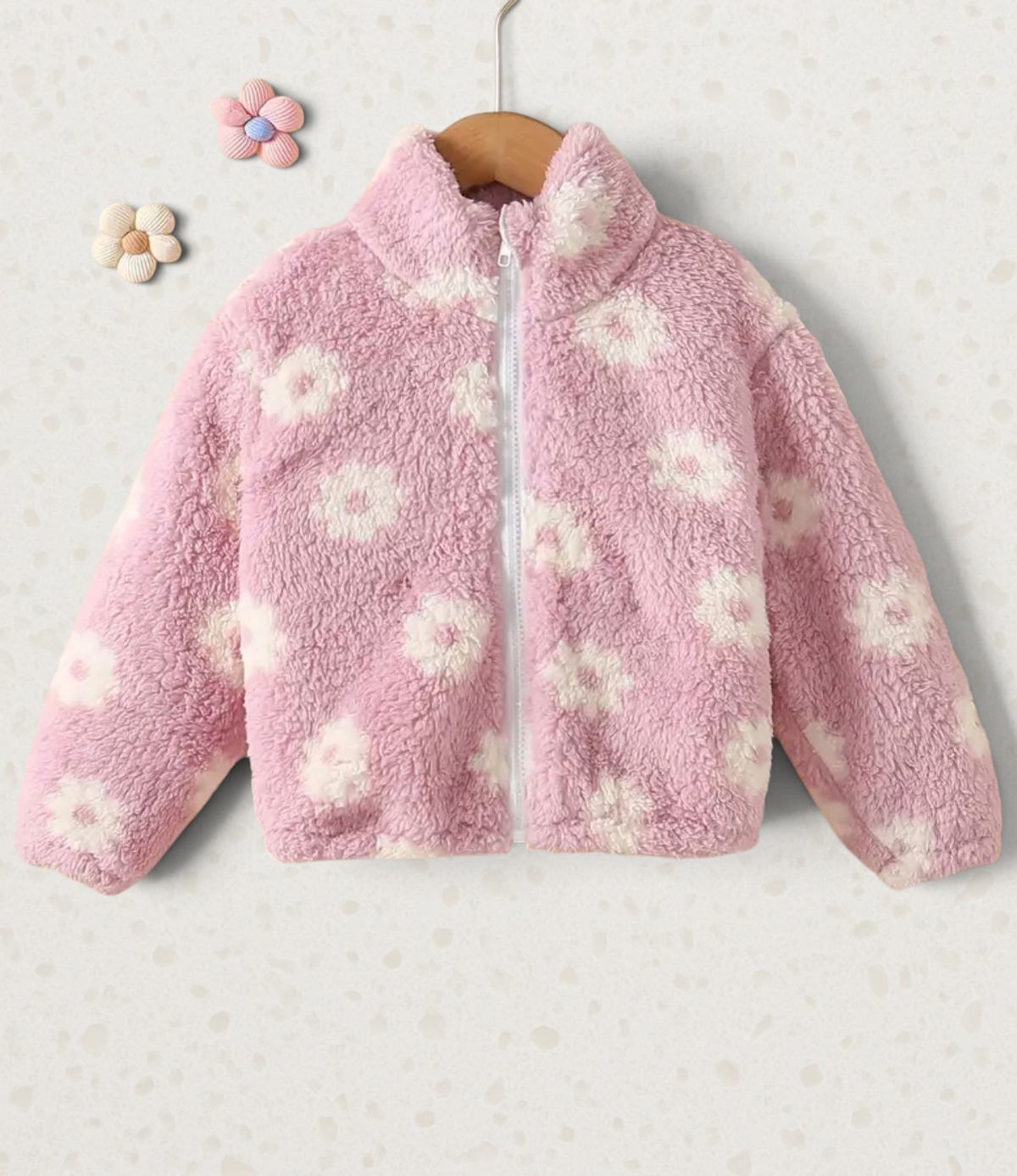 Plush Floral Zip Up