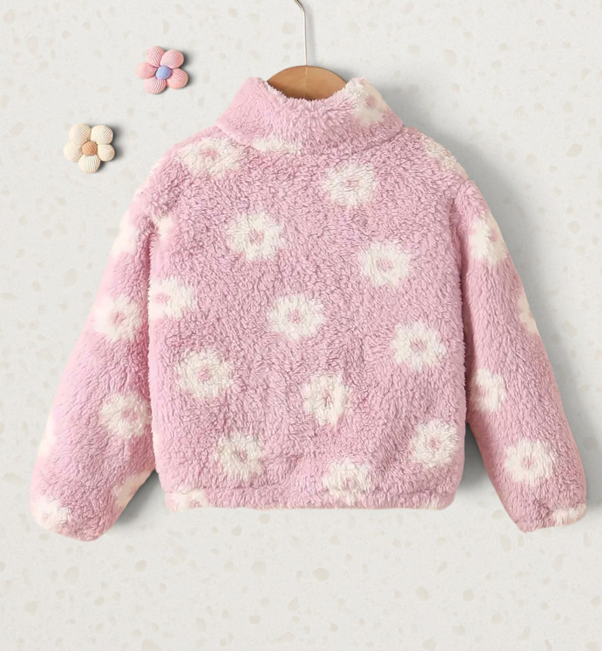 Plush Floral Zip Up