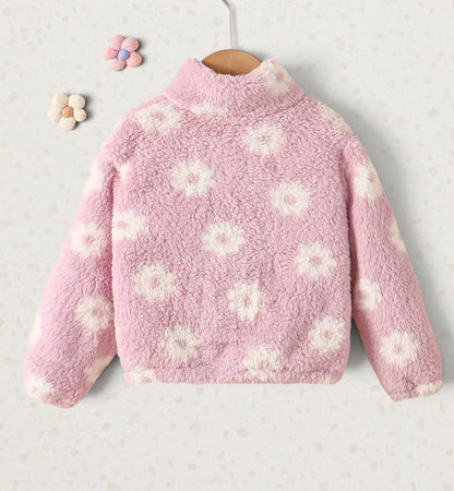 Plush Floral Zip Up