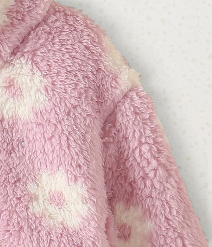 Plush Floral Zip Up