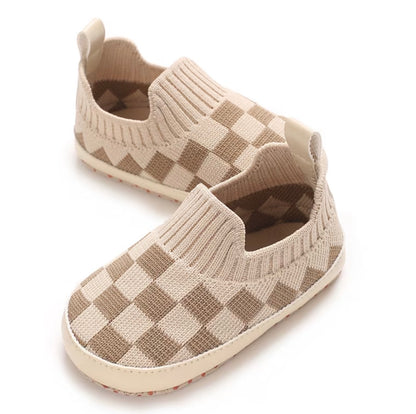 Tan Checkered Mesh Shoe