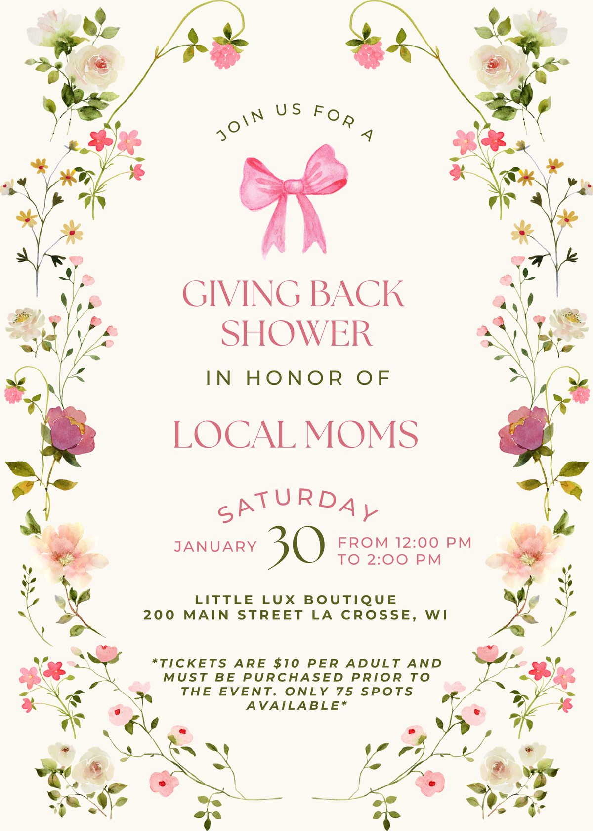 Giving Back Shower Event Ticket