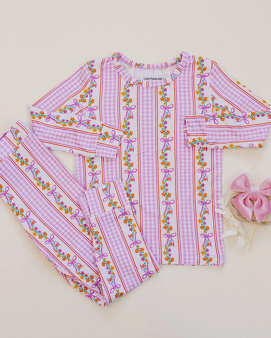 Gingham & Flowers Bamboo Long Sleeve Set