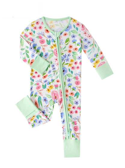 Ditsy Floral Bamboo Baby Convertible Zippy Romper