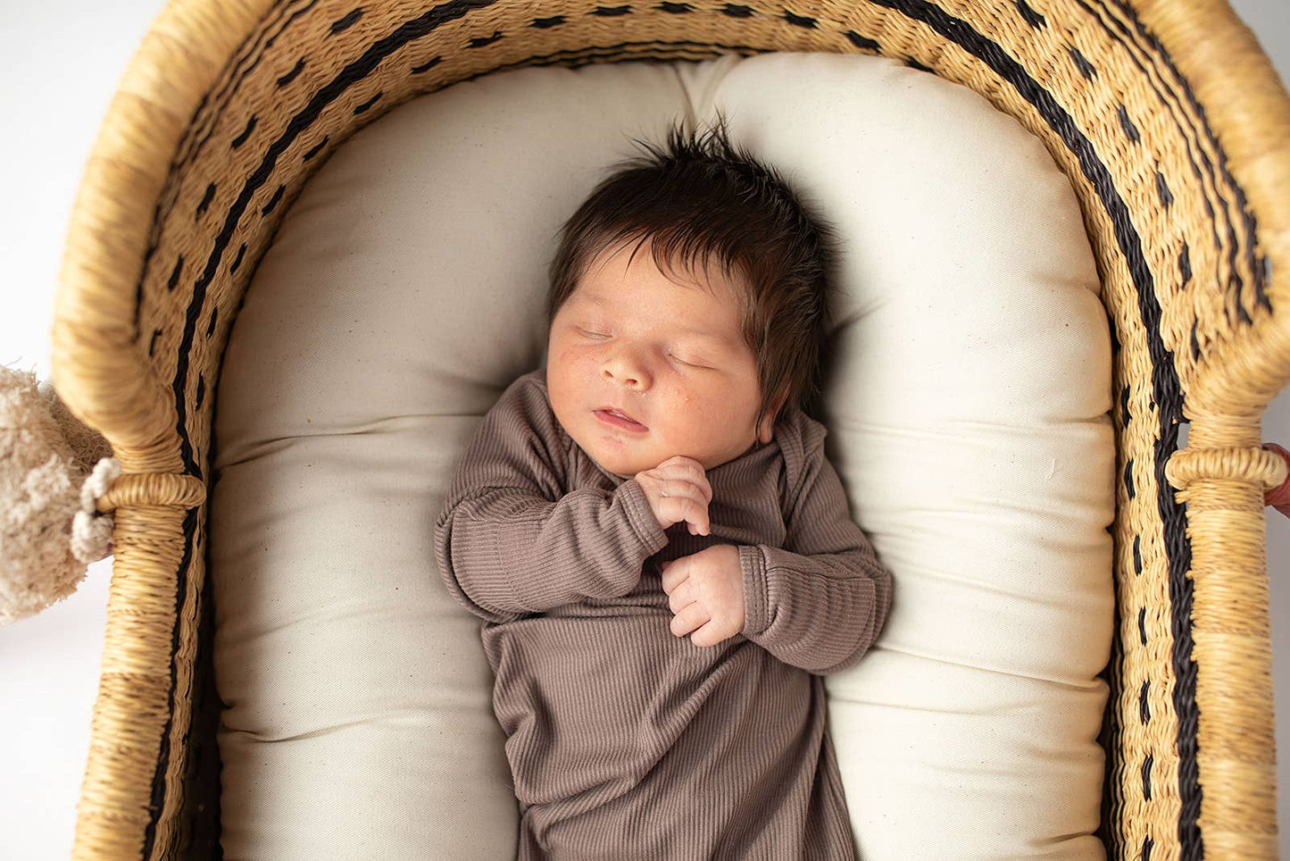 Cocoa Brown Ribbed Knotted Baby Gown