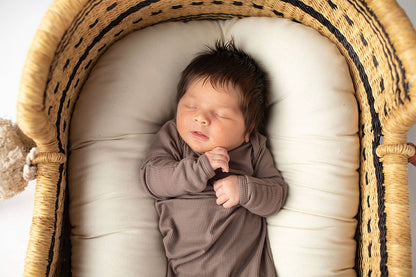 Cocoa Brown Ribbed Knotted Baby Gown