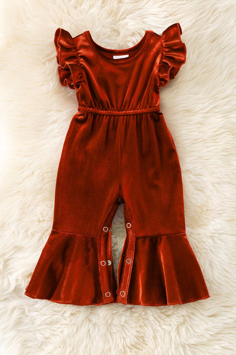 Rust Velvety Baby Romper