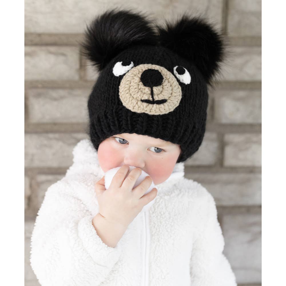 Black Bear Knit Beanie Hat