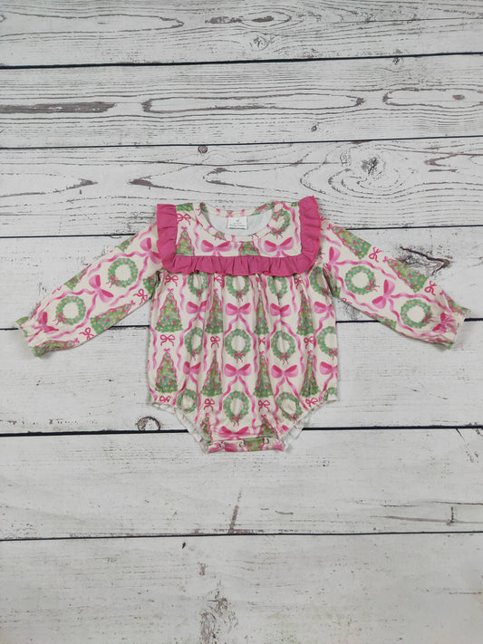 Pink Ruffle Bow Christmas Bubble