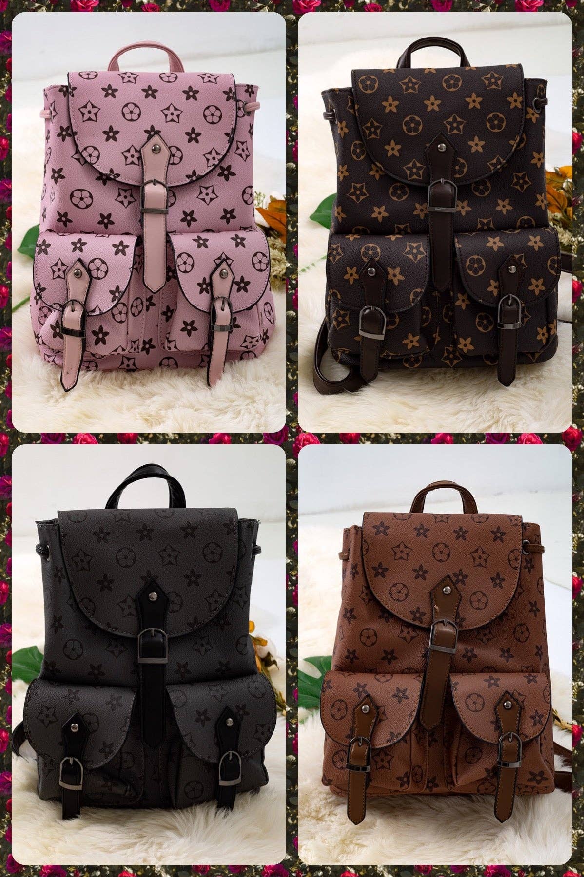 LV Inspired pleather kids backpack