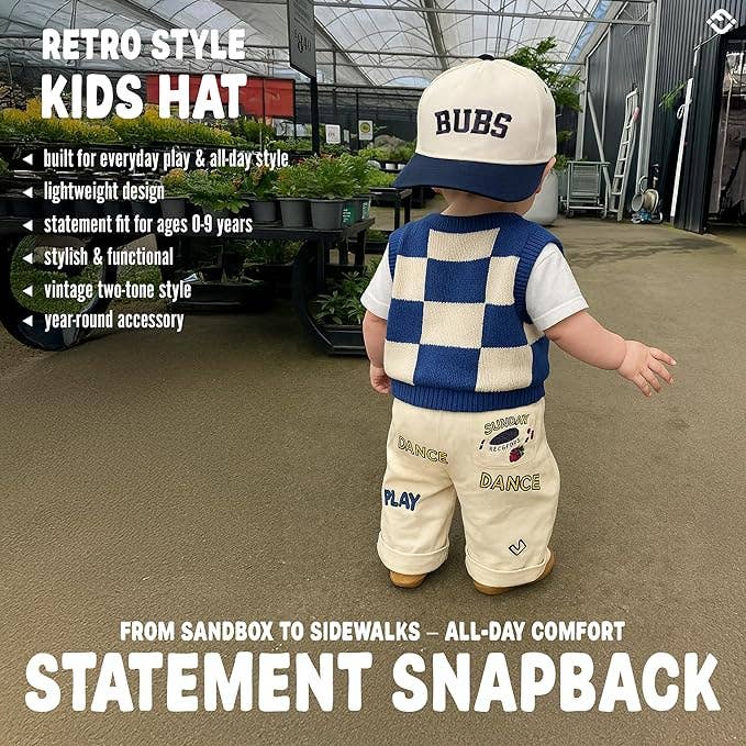Kids/Baby Vintage Hat - Bubs (Navy/Beige)