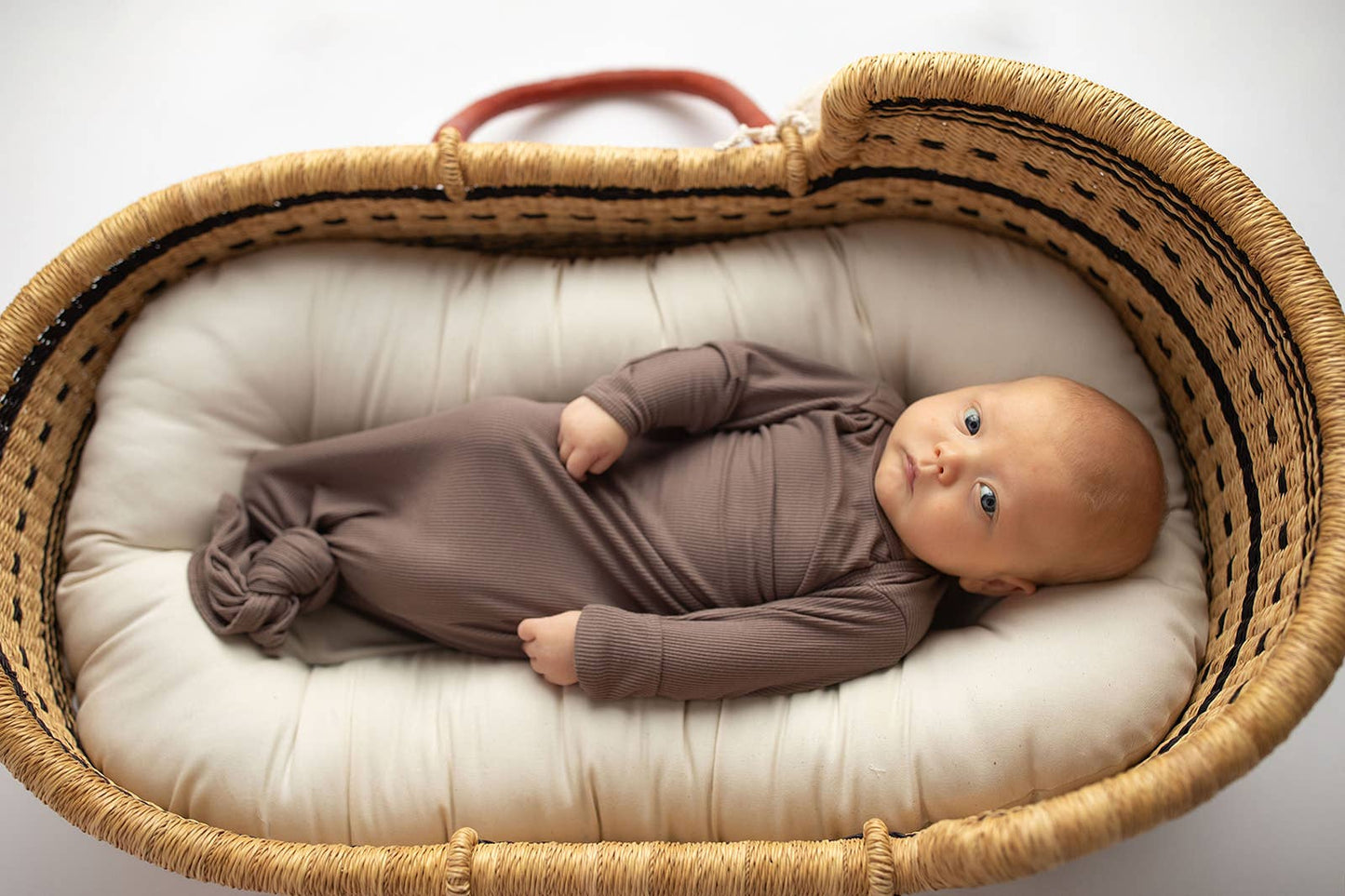 Cocoa Brown Ribbed Knotted Baby Gown