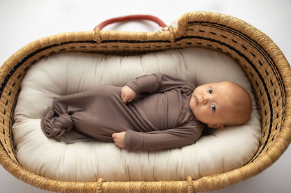 Cocoa Brown Ribbed Knotted Baby Gown