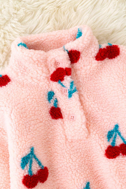 Cherry Pink Sherpa Pullover