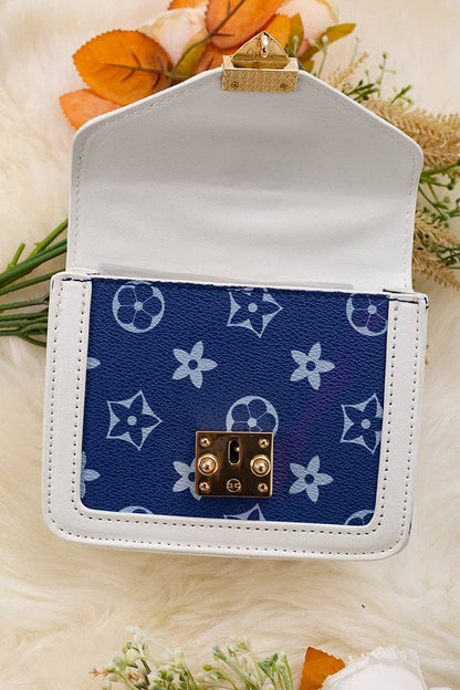 White/Navy Blue Louis Purse