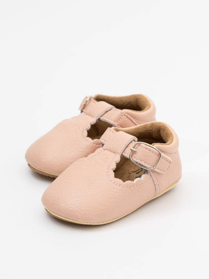 T-Strap Scalloped Buckle Shoes
