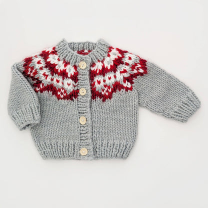 Fairisle Red Cardigan Sweater for