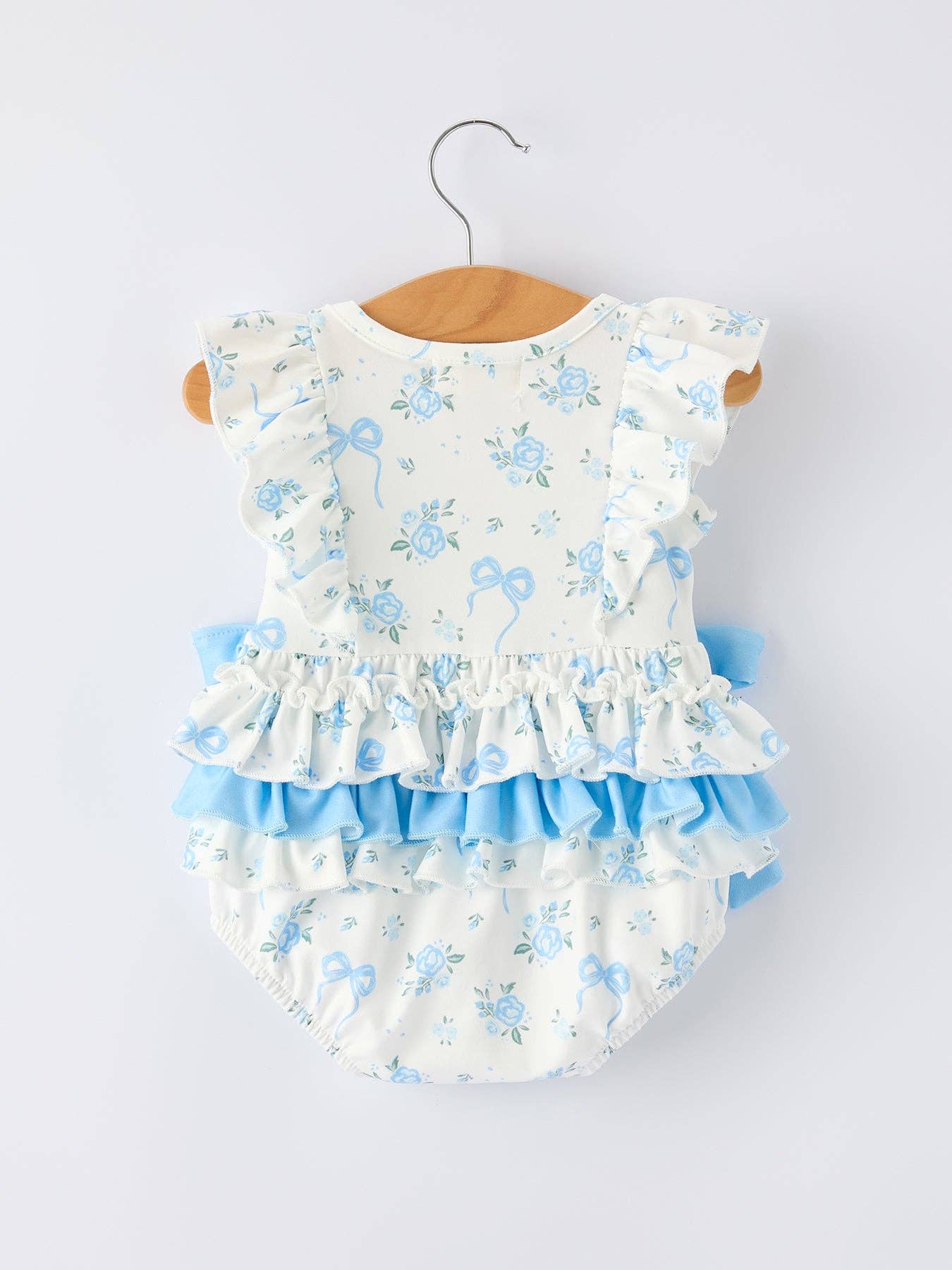 Spring Floral Romper Blue Ruffle