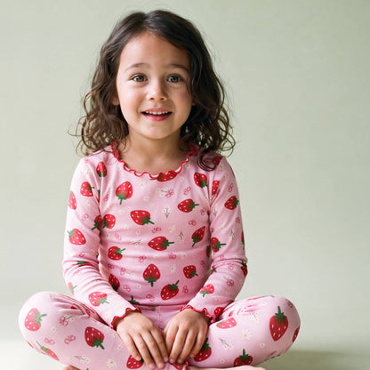 Bamboo Long Sleeve PJ Set Ruby Berry