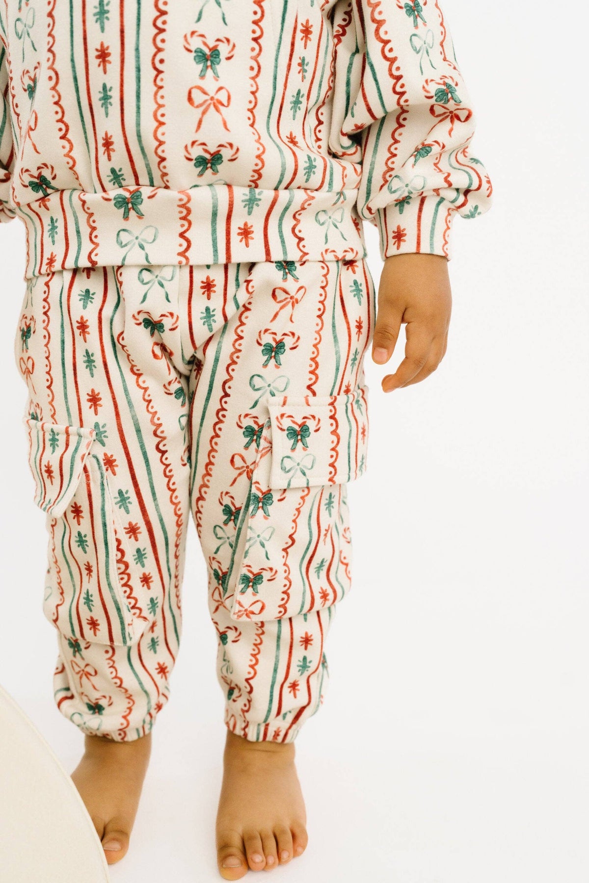 Christmas Dainty Bow Cargo Hoodie Set