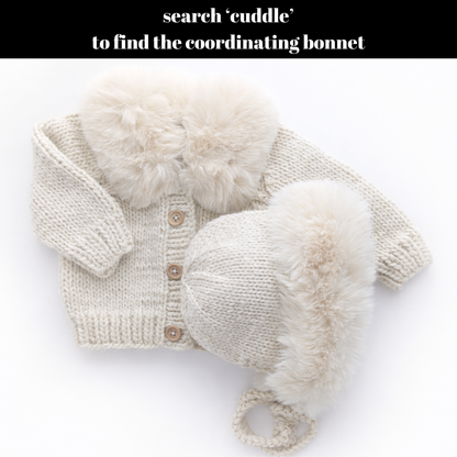 Fur Collar Natural Cardigan Sweater