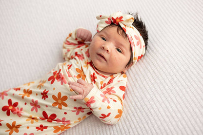 70s Groovy Flower Knotted Baby Gown