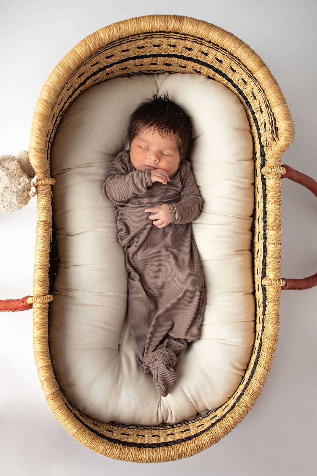 Cocoa Brown Ribbed Knotted Baby Gown