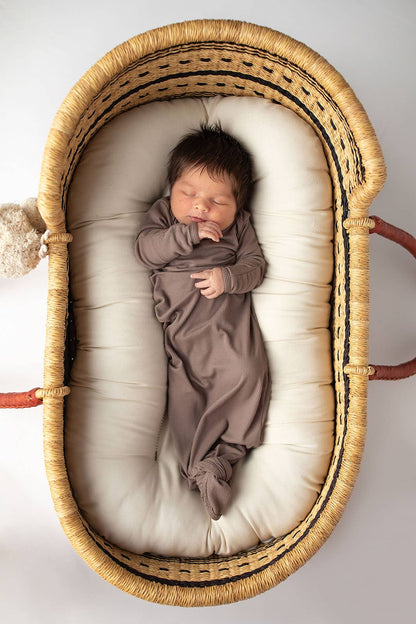 Cocoa Brown Ribbed Knotted Baby Gown