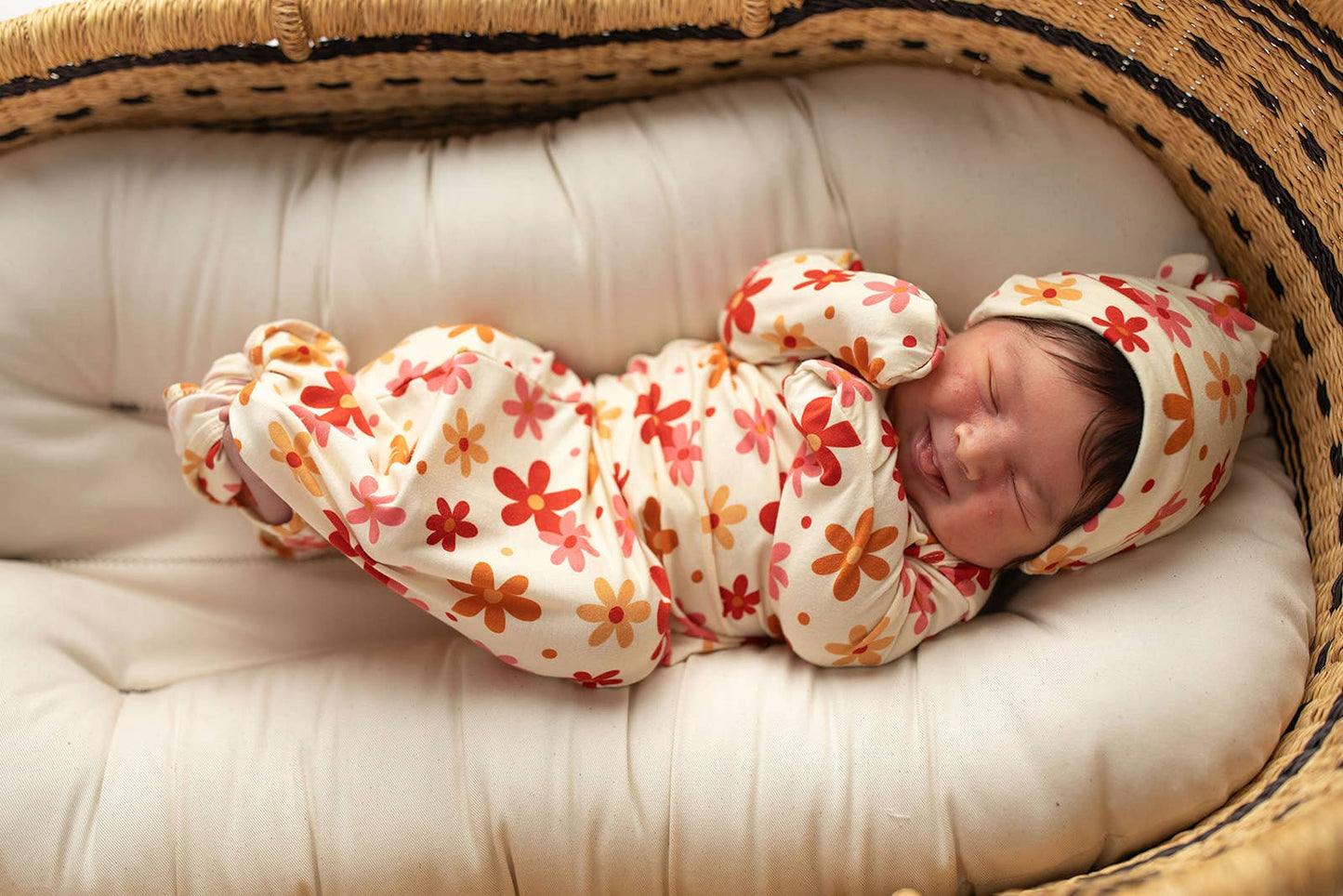 70s Groovy Flower Knotted Baby Gown
