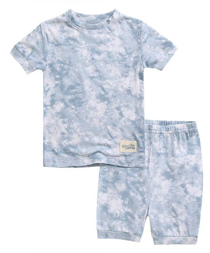 Bamboo Tie Dye Powder Blue Short Sleeve PJs