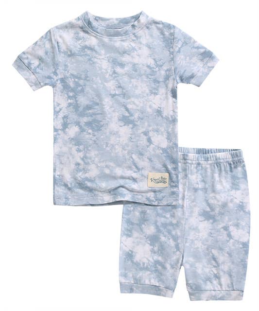 Bamboo Tie Dye Powder Blue Short Sleeve PJs