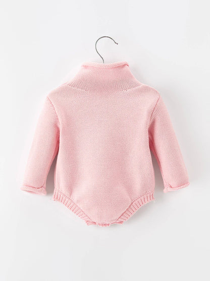 Christmas Candy Cane Bow Knit Baby Girls Romper